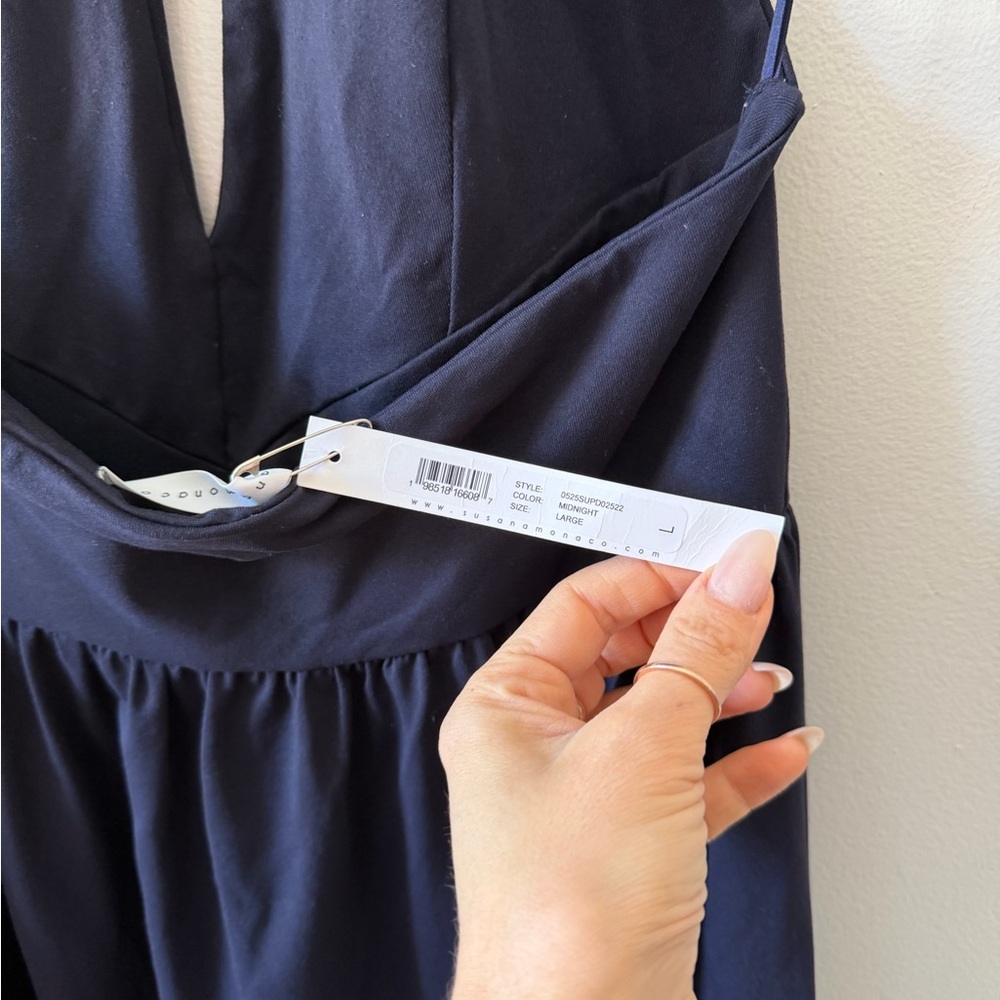 Susana Monaco Halter Gathered Dress in Midnight - Picture 7 of 9